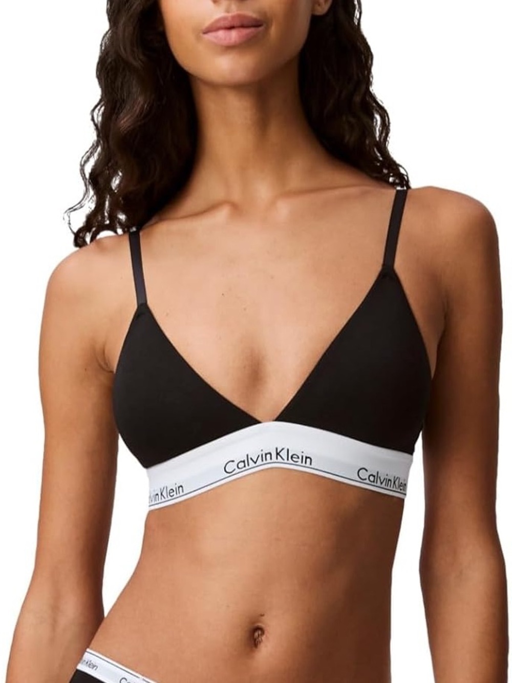 Calvin Klein Modern Cotton Unlined Triangle Bralette | Black | Size XS